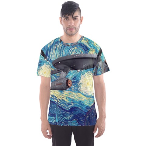 Star Starship The Starry Night Van Gogh Men s Sport Mesh Tee by Mog4mog4