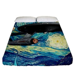 Star Starship The Starry Night Van Gogh Fitted Sheet (queen Size) by Mog4mog4