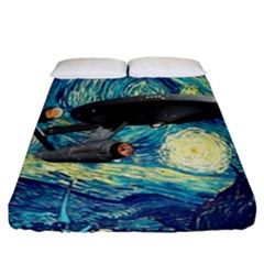 Star Starship The Starry Night Van Gogh Fitted Sheet (california King Size) by Mog4mog4