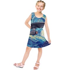 Star Starship The Starry Night Van Gogh Kids  Tunic Dress by Mog4mog4