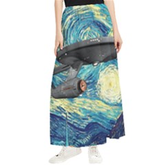 Star Starship The Starry Night Van Gogh Maxi Chiffon Skirt by Mog4mog4