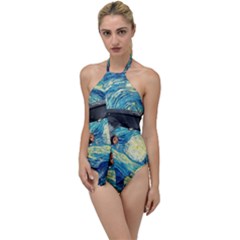 Star Starship The Starry Night Van Gogh Go With The Flow One Piece Swimsuit by Mog4mog4