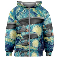 Star Starship The Starry Night Van Gogh Kids  Zipper Hoodie Without Drawstring by Mog4mog4