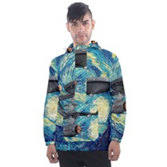 Star Starship The Starry Night Van Gogh Men s Front Pocket Pullover Windbreaker by Mog4mog4