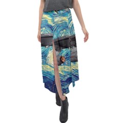 Star Starship The Starry Night Van Gogh Velour Split Maxi Skirt