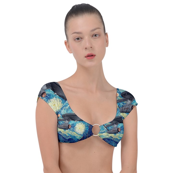 Star Starship The Starry Night Van Gogh Cap Sleeve Ring Bikini Top