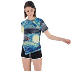 Star Starship The Starry Night Van Gogh Asymmetrical Short Sleeve Sports Tee by Mog4mog4