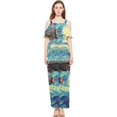 Star Starship The Starry Night Van Gogh Draped Sleeveless Chiffon Jumpsuit by Mog4mog4