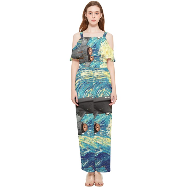 Star Starship The Starry Night Van Gogh Draped Sleeveless Chiffon Jumpsuit