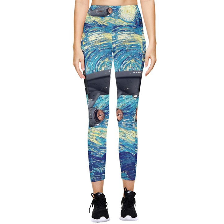 Star Starship The Starry Night Van Gogh Pocket Leggings 