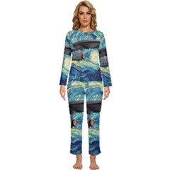 Star Starship The Starry Night Van Gogh Womens  Long Sleeve Lightweight Pajamas Set by Mog4mog4