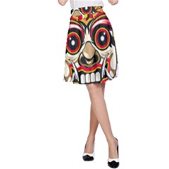 Bali Barong Mask Euclidean Vector Chiefs Face A-line Skirt by Mog4mog4