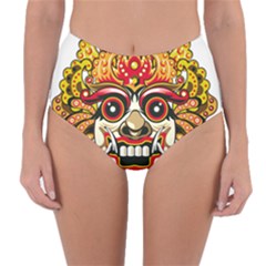 Bali Barong Mask Euclidean Vector Chiefs Face Reversible High-waist Bikini Bottoms by Mog4mog4