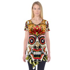 Bali Barong Mask Euclidean Vector Chiefs Face Short Sleeve Tunic  by Mog4mog4