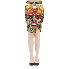 Bali Barong Mask Euclidean Vector Chiefs Face Midi Wrap Pencil Skirt by Mog4mog4