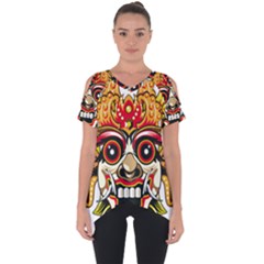 Bali Barong Mask Euclidean Vector Chiefs Face Cut Out Side Drop Tee by Mog4mog4