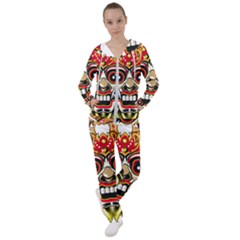 Bali Barong Mask Euclidean Vector Chiefs Face Women s Tracksuit by Mog4mog4