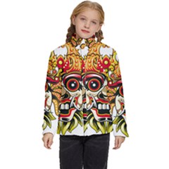 Bali Barong Mask Euclidean Vector Chiefs Face Kids  Puffer Bubble Jacket Coat by Mog4mog4