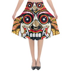 Bali Barong Mask Euclidean Vector Chiefs Face Flared Midi Skirt by Mog4mog4