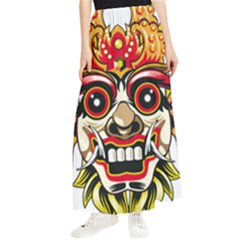 Bali Barong Mask Euclidean Vector Chiefs Face Maxi Chiffon Skirt by Mog4mog4