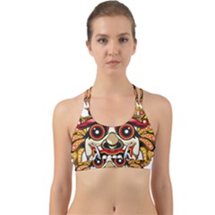 Bali Barong Mask Euclidean Vector Chiefs Face Back Web Sports Bra by Mog4mog4