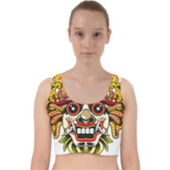 Bali Barong Mask Euclidean Vector Chiefs Face Velvet Racer Back Crop Top by Mog4mog4