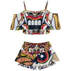 Bali Barong Mask Euclidean Vector Chiefs Face Kids  Off Shoulder Skirt Bikini by Mog4mog4