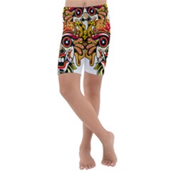 Bali Barong Mask Euclidean Vector Chiefs Face Kids  Lightweight Velour Cropped Yoga Leggings by Mog4mog4