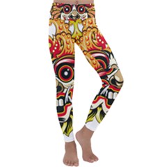 Bali Barong Mask Euclidean Vector Chiefs Face Kids  Lightweight Velour Classic Yoga Leggings by Mog4mog4