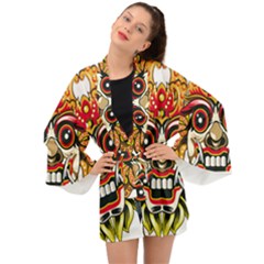 Bali Barong Mask Euclidean Vector Chiefs Face Long Sleeve Kimono by Mog4mog4