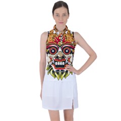 Bali Barong Mask Euclidean Vector Chiefs Face Women s Sleeveless Polo Tee by Mog4mog4