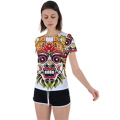 Bali Barong Mask Euclidean Vector Chiefs Face Back Circle Cutout Sports Tee by Mog4mog4