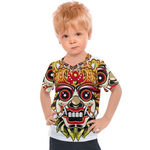 Bali Barong Mask Euclidean Vector Chiefs Face Kids  Sports Tee by Mog4mog4