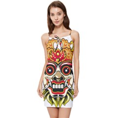 Bali Barong Mask Euclidean Vector Chiefs Face Summer Tie Front Dress by Mog4mog4