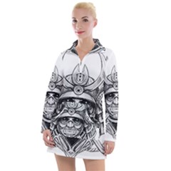 Drawing Samurai Tattoo Sketch Japanese Samurai Women s Long Sleeve Casual Dress by Mog4mog4