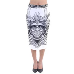 Drawing Samurai Tattoo Sketch Japanese Samurai Velvet Midi Pencil Skirt by Mog4mog4