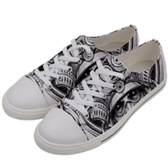 Drawing Samurai Tattoo Sketch Japanese Samurai Women s Low Top Canvas Sneakers by Mog4mog4