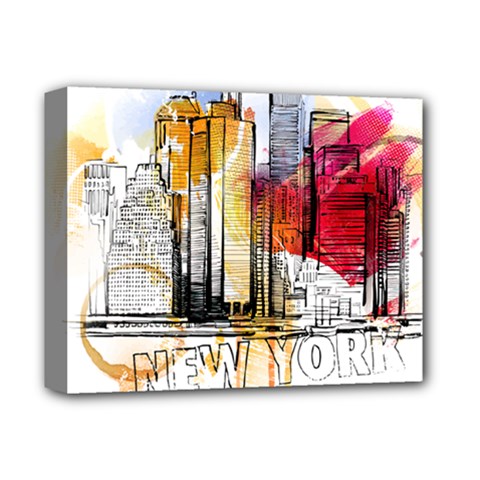 New York City Skyline Vector Illustration Deluxe Canvas 14  X 11  (stretched) by Mog4mog4