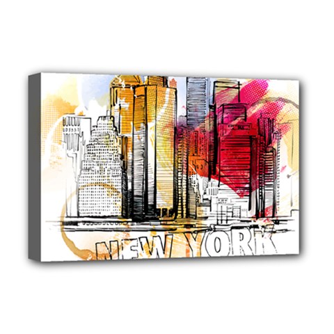 New York City Skyline Vector Illustration Deluxe Canvas 18  X 12  (stretched) by Mog4mog4