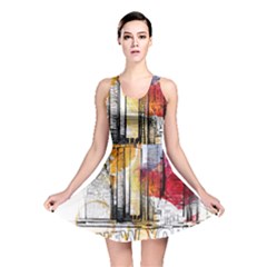 New York City Skyline Vector Illustration Reversible Skater Dress by Mog4mog4