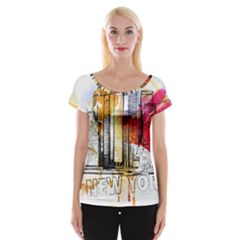 New York City Skyline Vector Illustration Cap Sleeve Top by Mog4mog4