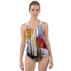 New York City Skyline Vector Illustration Cut-out Back One Piece Swimsuit by Mog4mog4