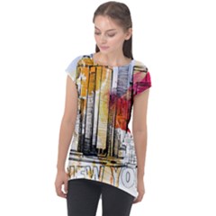 New York City Skyline Vector Illustration Cap Sleeve High Low Top by Mog4mog4