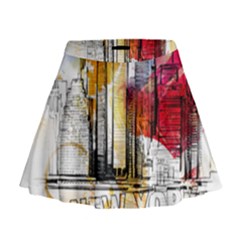 New York City Skyline Vector Illustration Mini Flare Skirt by Mog4mog4