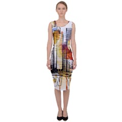 New York City Skyline Vector Illustration Sleeveless Pencil Dress by Mog4mog4