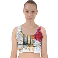 New York City Skyline Vector Illustration Velvet Racer Back Crop Top by Mog4mog4