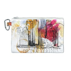 New York City Skyline Vector Illustration Canvas Cosmetic Bag (large) by Mog4mog4