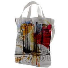 New York City Skyline Vector Illustration Canvas Messenger Bag by Mog4mog4