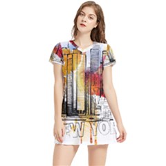 New York City Skyline Vector Illustration Women s Sports Skirt by Mog4mog4