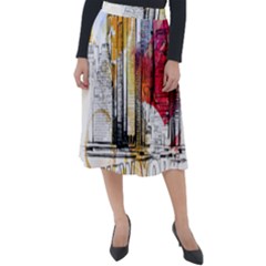 New York City Skyline Vector Illustration Classic Velour Midi Skirt  by Mog4mog4